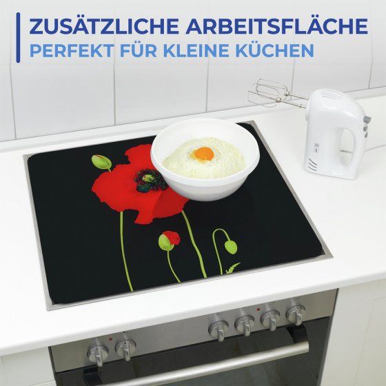 Multi-Platte Mod. Mohn, Spritzschutz, Herdblende, Schneidbrett