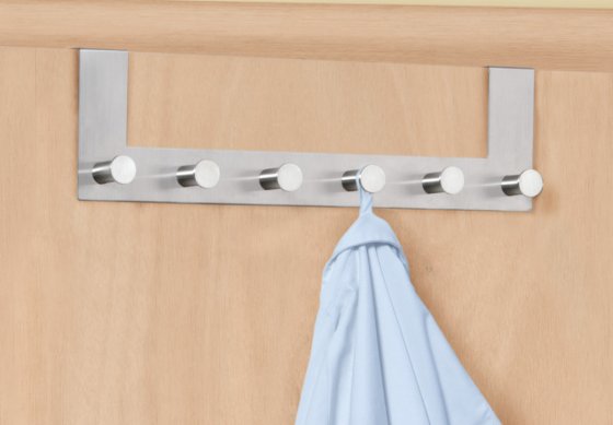 Türgarderobe Edelstahl Mod. Celano, 6 Haken, für Türfalzstärken bis 2 cm
