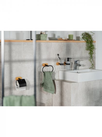 Turbo-Loc® Toilettenpapierhalter Mod. Orea Bamboo mit Deckel, mit Deckel