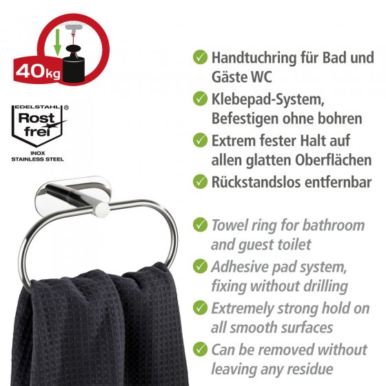 Turbo-Loc® Handtuchring Mod. Orea Shine, Befestigen ohne bohren