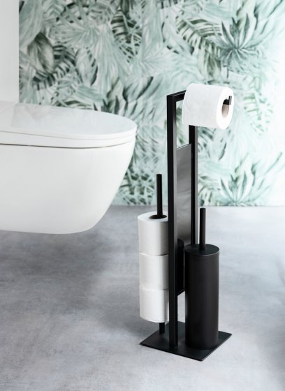 Geschlossene WC-Garnitur Mod. Rivalta Schwarz, mit Toilettenpapier- und Ersatzrollenhalter