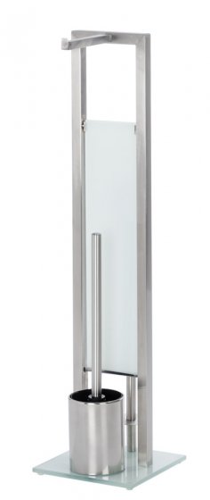 Stand WC-Garnitur Mod. Rivalta Edelstahl Matt, integrierter Toilettenpapierhalter