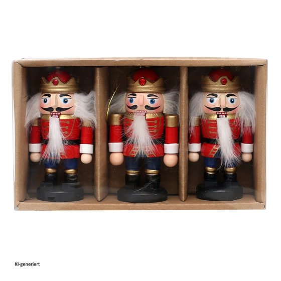 Holz Nussknacker 3er Set zum Anhängen 