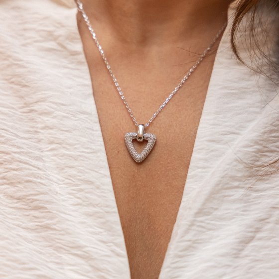 Anhänger mit Kette 925 Silber weiße Zirkonia 