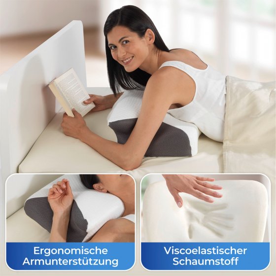 Seitenschläfer-Nackenstützkissen Mod. Visco, Seitenschläfer Kopfkissen mit Arm-Komfortzone 