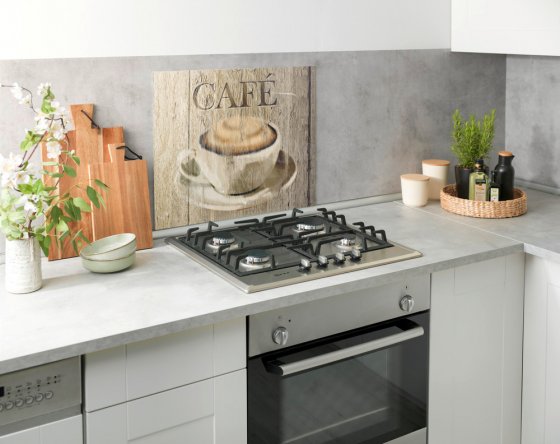 Glasrückwand Mod. Café 60 x 50 cm, Spritzschutz für Herd oder Spüle