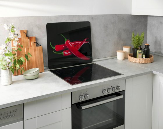 Motivplatte Mod. Hot Peperoni, gehärtetes Glas