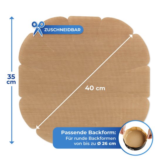 Antihaft-Backform-Zuschnitt eckig und rund 2-teilig, nutzbar 