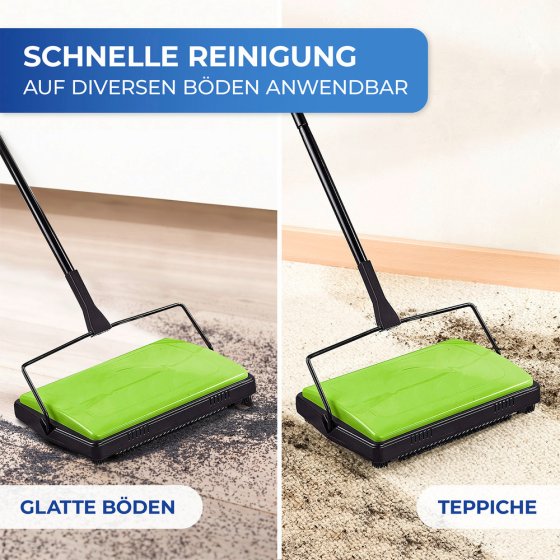 Teppichkehrer Grün, stromloser Betrieb 