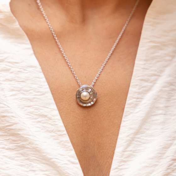 Halskette 925 Silber Süßwasserzuchtperle 