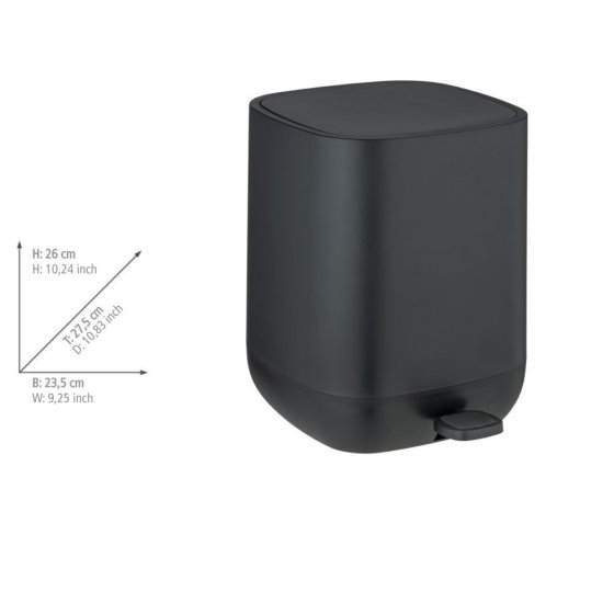 Treteimer Mod. Davos, Schwarz 6,5 L, mit Easy-Close Absenkautomatik 