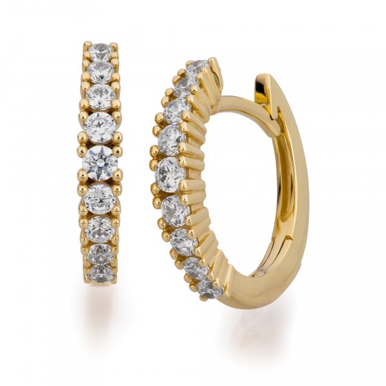 Ohrringe Gold 333 mit 18 weißen Zirkonia-Steinen 