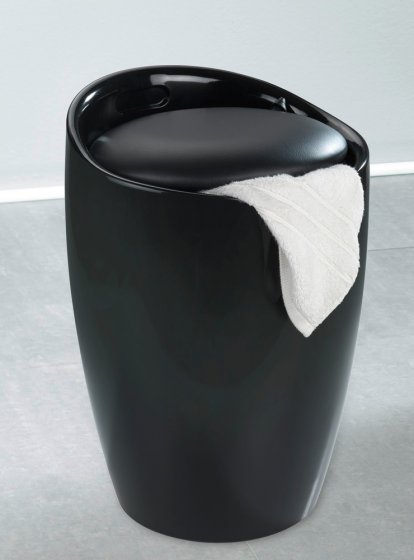 Hocker Mod. Candy Black, mit abnehmbarem Wäschesammler
