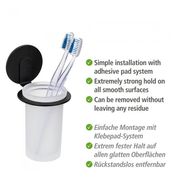 Turbo-Loc® Zahnputzbecher Mod. Bivio Black matt, aus satiniertem Glas 
