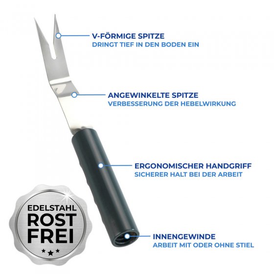 Unkrautstecher mit Teleskopstiel, ausziehbar von 56 - 122 cm 