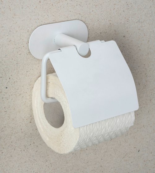 Turbo-Loc® Toilettenpapierhalter mit Deckel Mod. Orea White matt, aus rostfreiem Edelstahl 