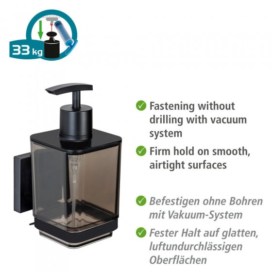 Vacuum-Loc® Seifenspender Mod. Quadro Schwarz, Befestigen ohne Bohren 
