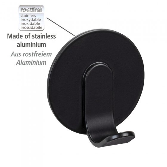 Turbo-Loc® Wandhaken Uno Mod. Bivio Black matt, 3er Set, aus Aluminium