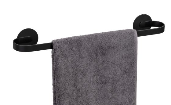 Turbo-Loc® Badetuchstange Uno Mod. Bivio Black matt, 40 cm, aus Aluminium 