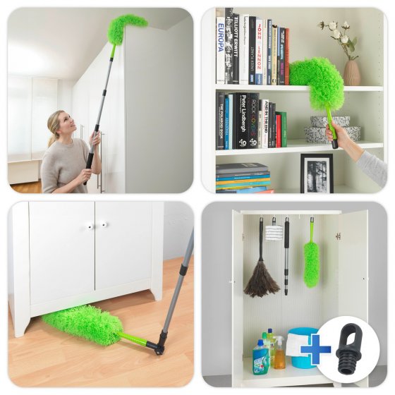 Mikrofaser-Staubwedel mit Teleskopstiel und Knickgelenk, antistatische Fasern 