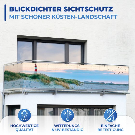 Balkon-Sichtschutz NORDSEEKÜSTE, mit glasfaserverstärkter Folie 