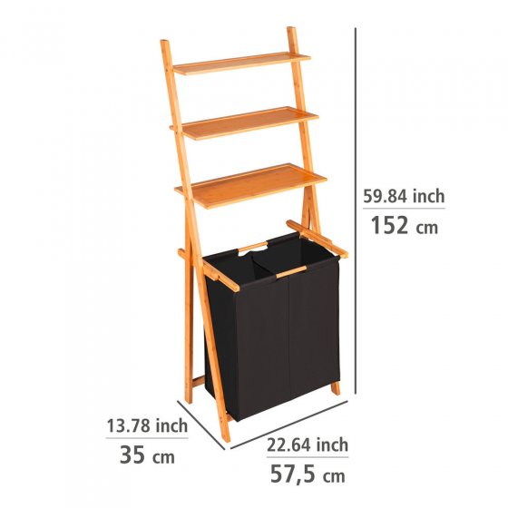 Leiterregal mit Wäschesammler Mod. Ecori, Textilien aus 100 % recyceltem Polyester 