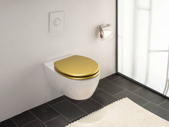 WC-Sitz Mod. Aldeno Gold matt, aus MDF 