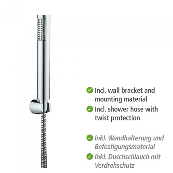 Mod. Basic Line Duschkopf Set Wanne, 3-teilig, klassische Stab-Handbrause 