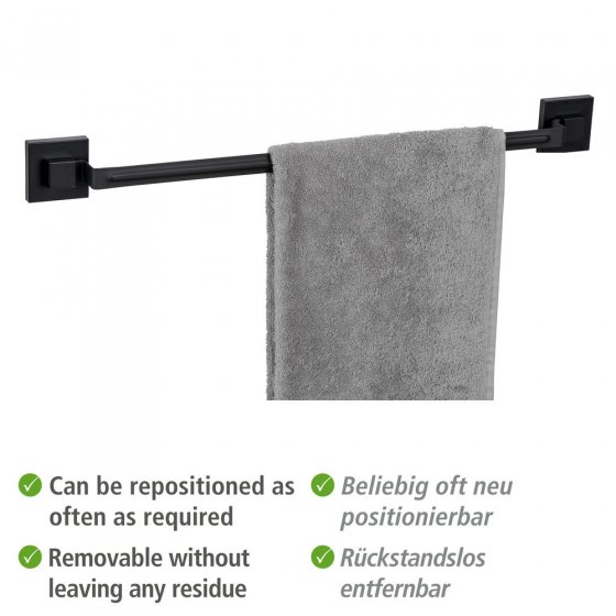 Vacuum-Loc® Badetuchstange Mod. Quadro Schwarz, Befestigen ohne Bohren 