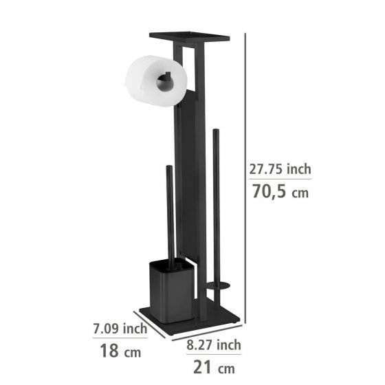 Stand WC-Garnitur Mod. Debar mit Ablage Schwarz, aus rostfreiem Edelstahl