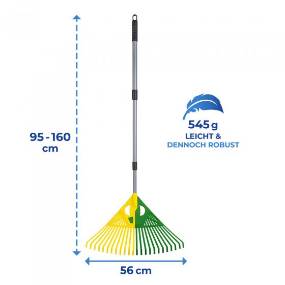 Laubrechen 3in1 mit Teleskopstiel, extra breite Aufnahmefläche 