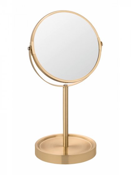 Standspiegel Mod. Alata Gold matt, Ø 17 cm, mit 3-fach Vergrößerung 