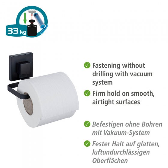 Vacuum-Loc® Toilettenpapierhalter Mod. Quadro Schwarz, Befestigen ohne Bohren 