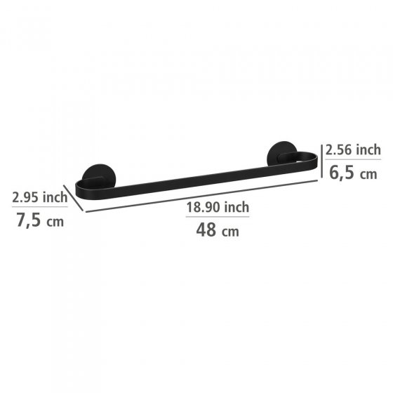 Turbo-Loc® Badetuchstange Uno Mod. Bivio Black matt, 40 cm, aus Aluminium 