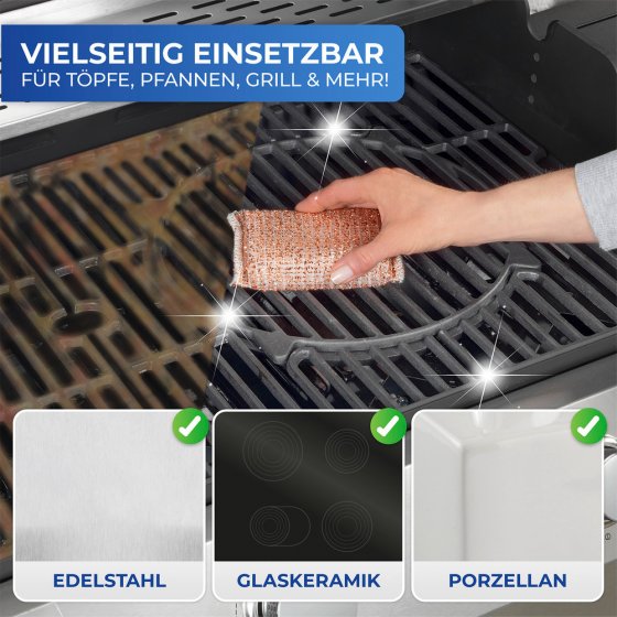 Kupferschwamm 6er Set, entfernt schonend hartnäckigen Schmutz