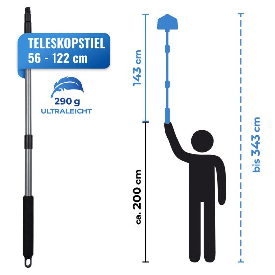 Mod. Triangel-Wischer mit Teleskopstiel, 360° Duo-Knickgelenk 
