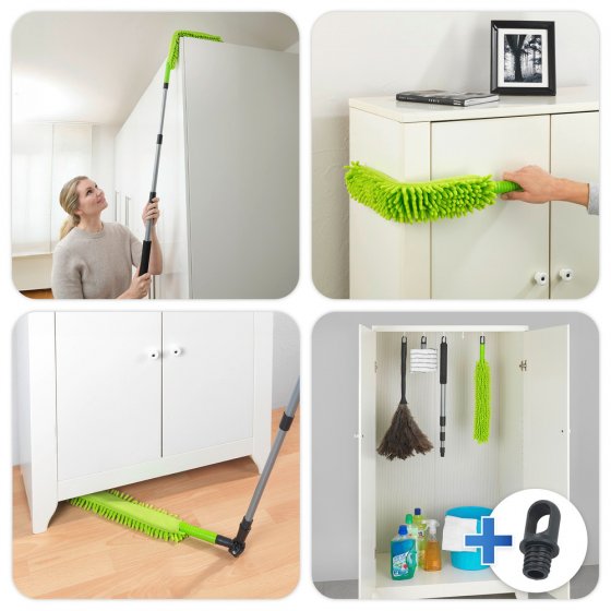 Teleskop-Staubschwert mit Knickgelenk, magnetisch anziehender Staubwischer 