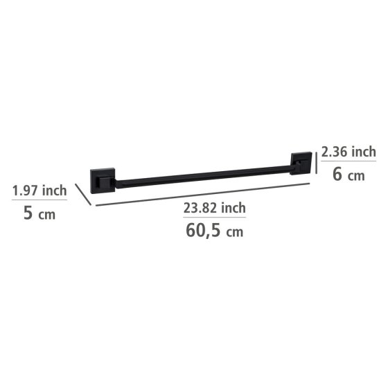 Vacuum-Loc® Badetuchstange Mod. Quadro Schwarz, Befestigen ohne Bohren 