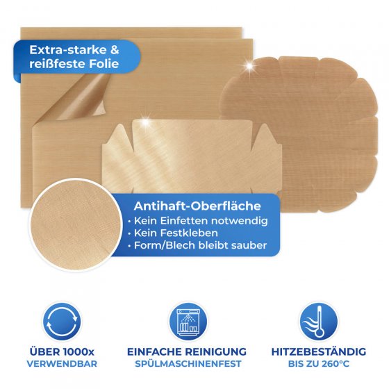 Antihaft-Backform-Zuschnitt, 4tlg, mehrfach wiederverwendbar 