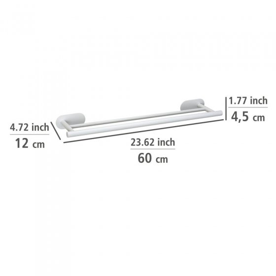 Turbo-Loc® Badetuchstange Duo Mod. Orea White matt, 60 cm, aus rostfreiem Edelstahl 