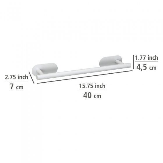 Turbo-Loc® Badetuchstange Uno Mod. Orea White matt, 40 cm, aus rostfreiem Edelstahl 