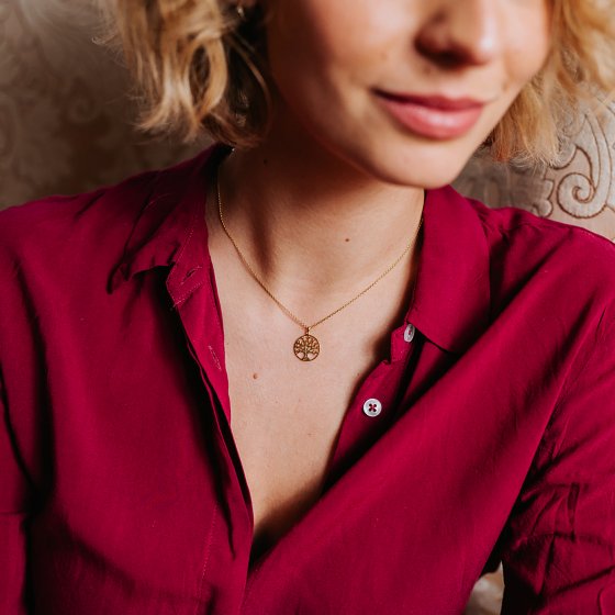 Anhänger mit Kette 925/- Sterling Silber vergoldet  Motiv Lebensbaum 