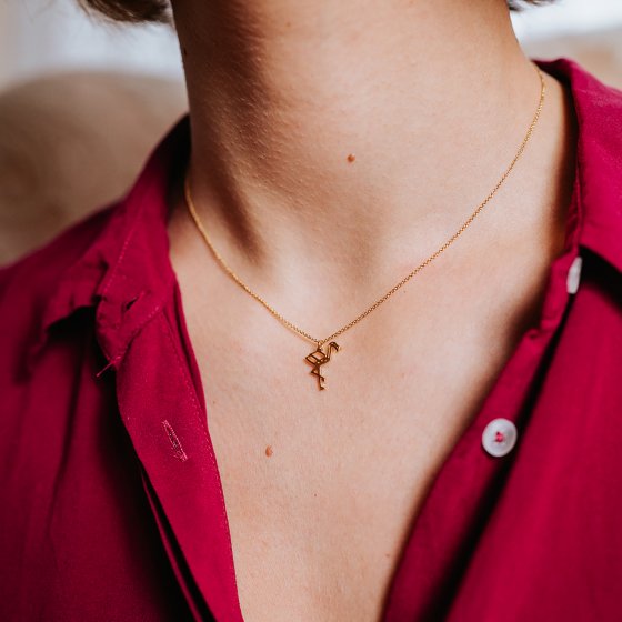 Anhänger mit Kette 925/- Sterling Silber vergoldet  Flamingo 
