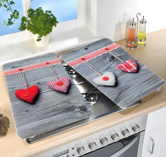 Herdabdeckplatte Universal Herzen 2er Set, für alle Herdarten