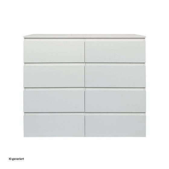 Kommode 8 grifflose Schubladen Thekla Weiß 
