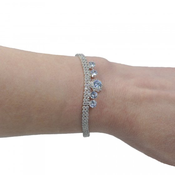 Set Kette Ohrringe Armband Ring Metall glanz Strass weiß 