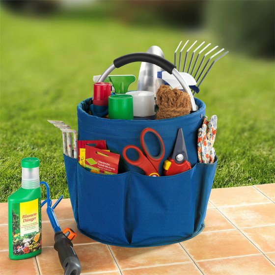 Universal Reinigungs Caddy 16 l, Blau, mit 6 Außentaschen für Schwämme und Tücher 