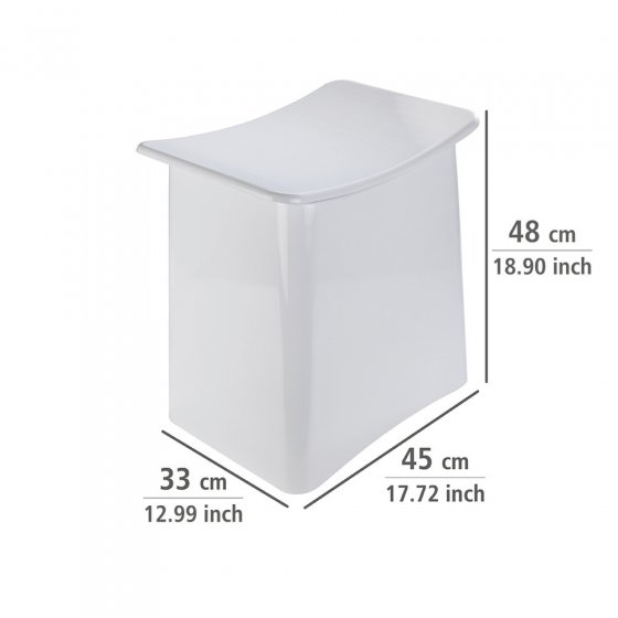 2in1 Hocker Mod. Wing Weiß, Badhocker mit herausnehmbarem Wäschesack 