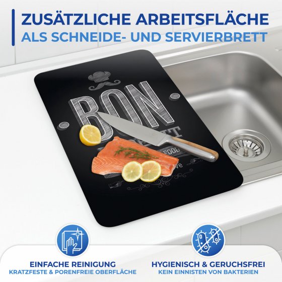 Glasabdeckplatten Universal Mod. Bon Appetit, 2er Set, aus schlagfestem Sicherheitsglas