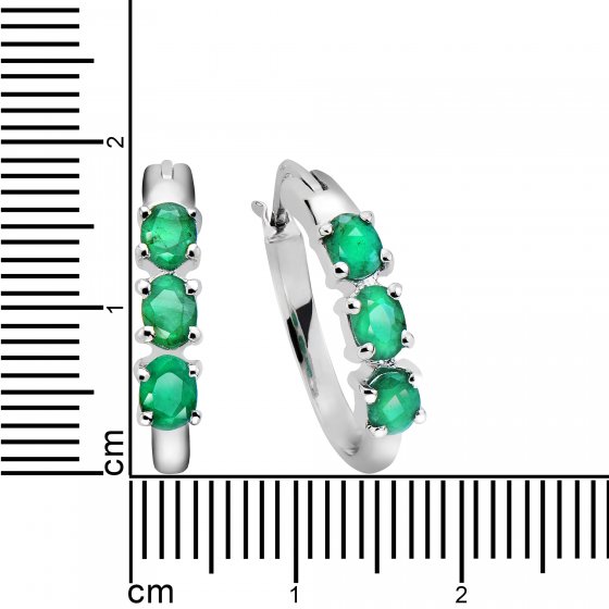 Ohrringe Silber 925 rhodiniert mit 6 echten Smaragden 